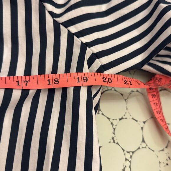 Frame Striped Puff Sleeve Midi Dress Navy White 100% cotton size medium - Picture 7 of 10